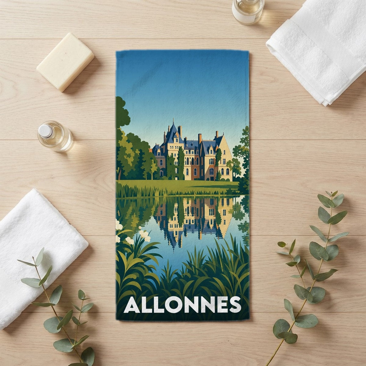 Serviette de bain 30 cm x 60 cm souvenir de Allonnes