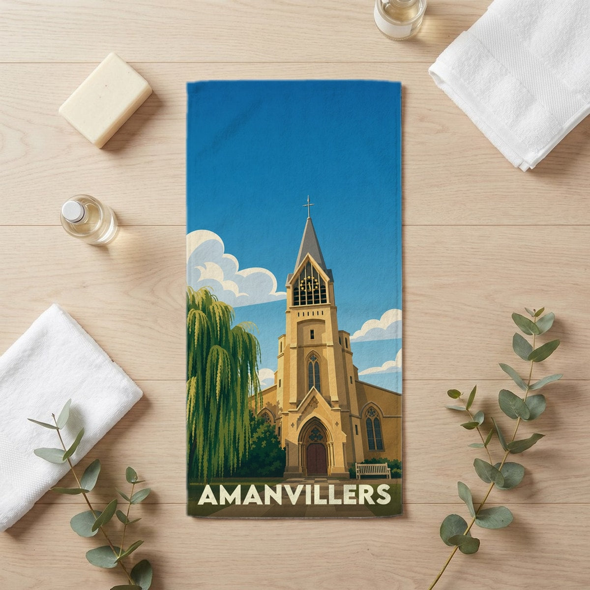 Serviette de bain 30 cm x 60 cm souvenir de Amanvillers