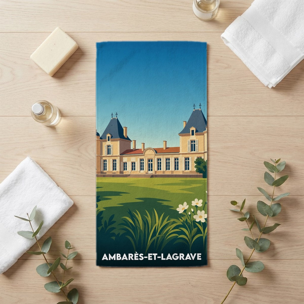 Serviette de bain 30 cm x 60 cm souvenir de Ambarès-et-Lagrave