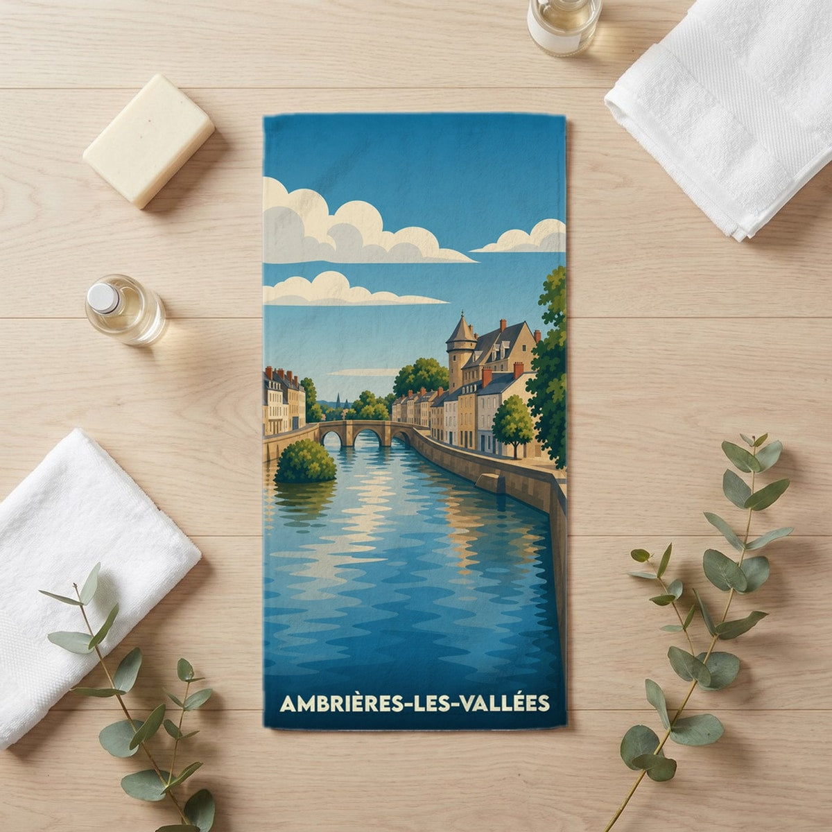 Serviette de bain 30 cm x 60 cm souvenir de Ambrières-les-Vallées