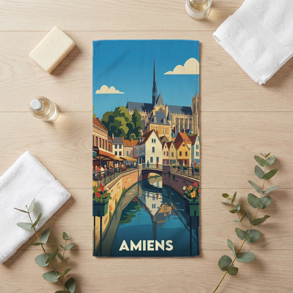 Serviette de bain 30 cm x 60 cm souvenir de Amiens