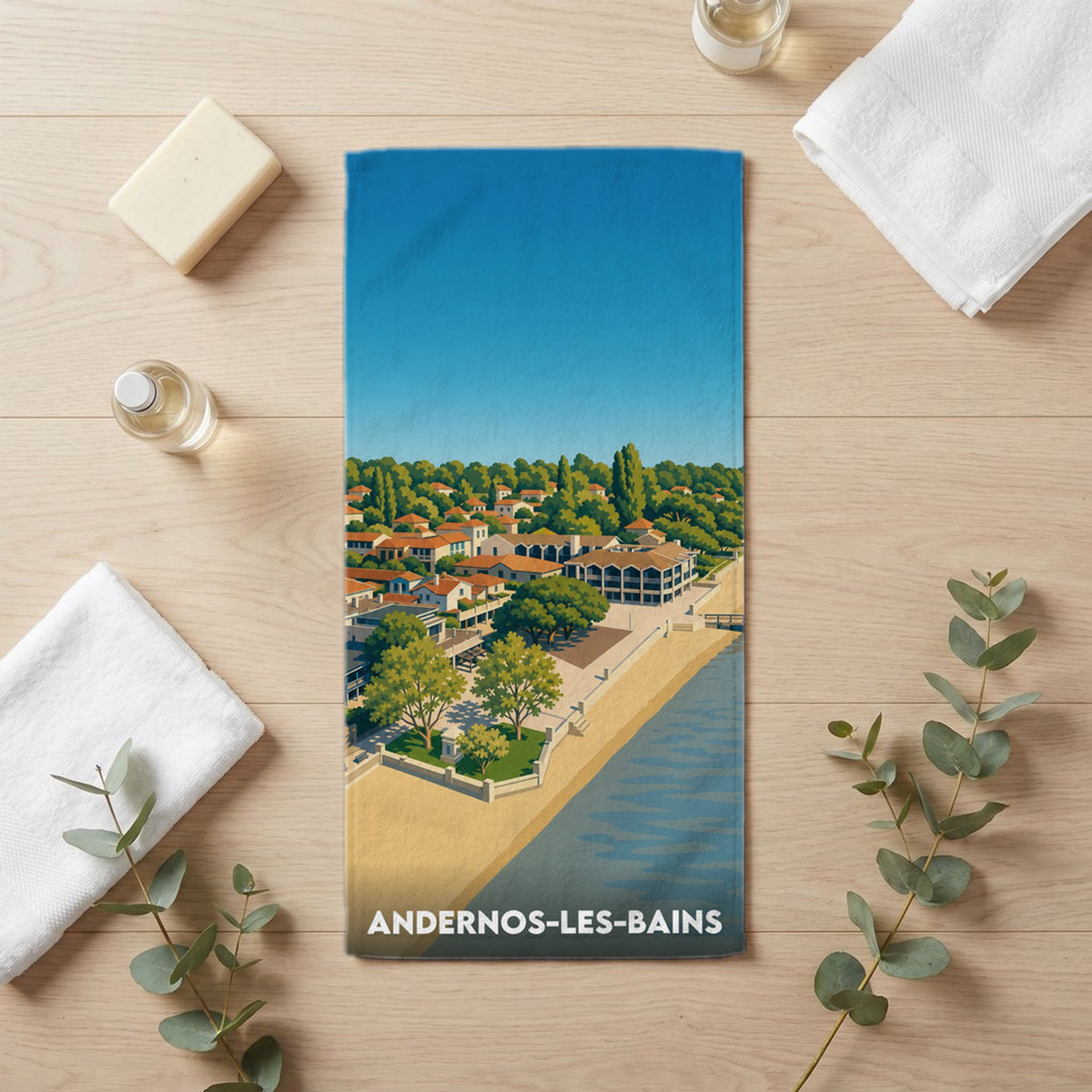 Serviette de bain 30 cm x 60 cm souvenir de Andernos-les-Bains