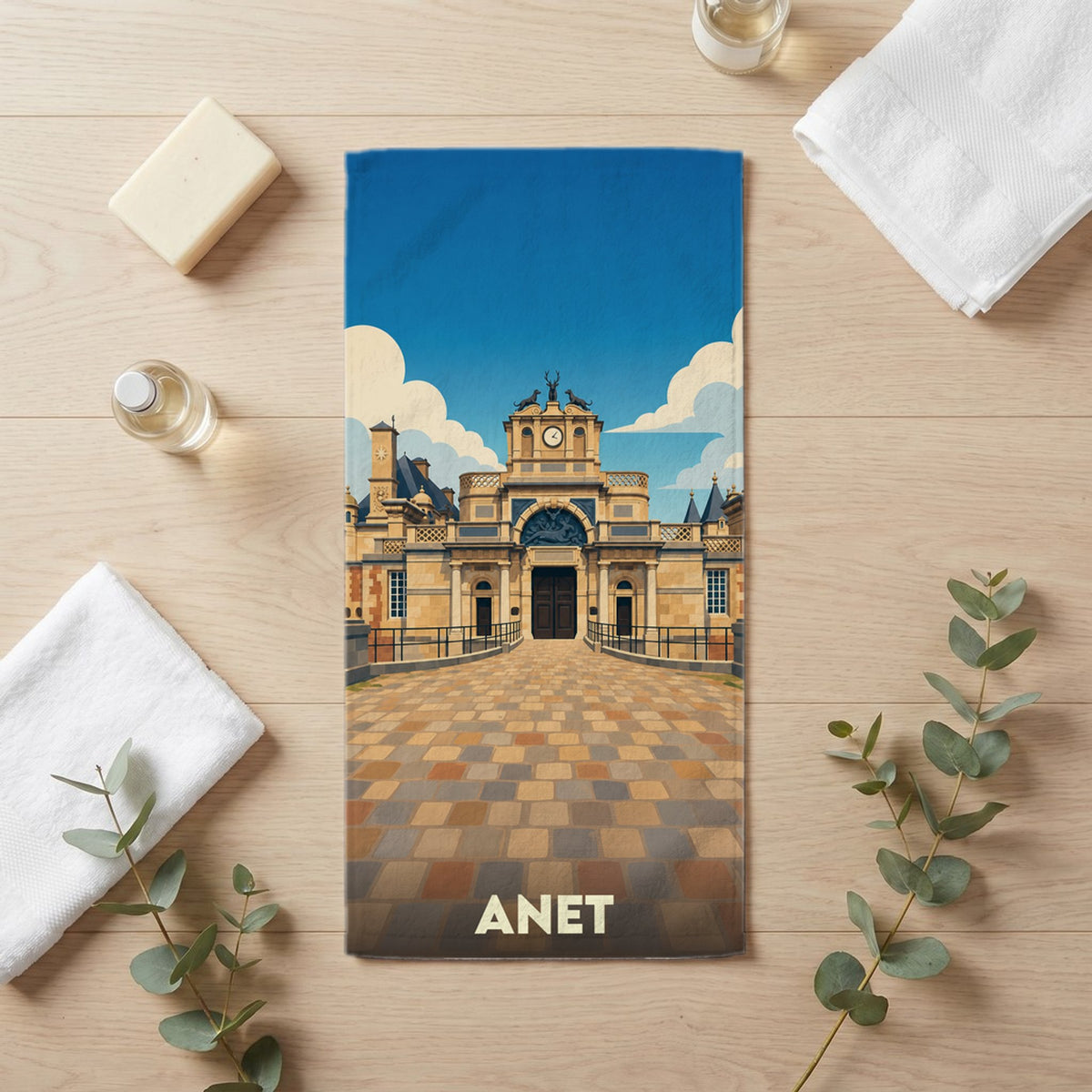 Serviette de bain 30 cm x 60 cm souvenir de Anet