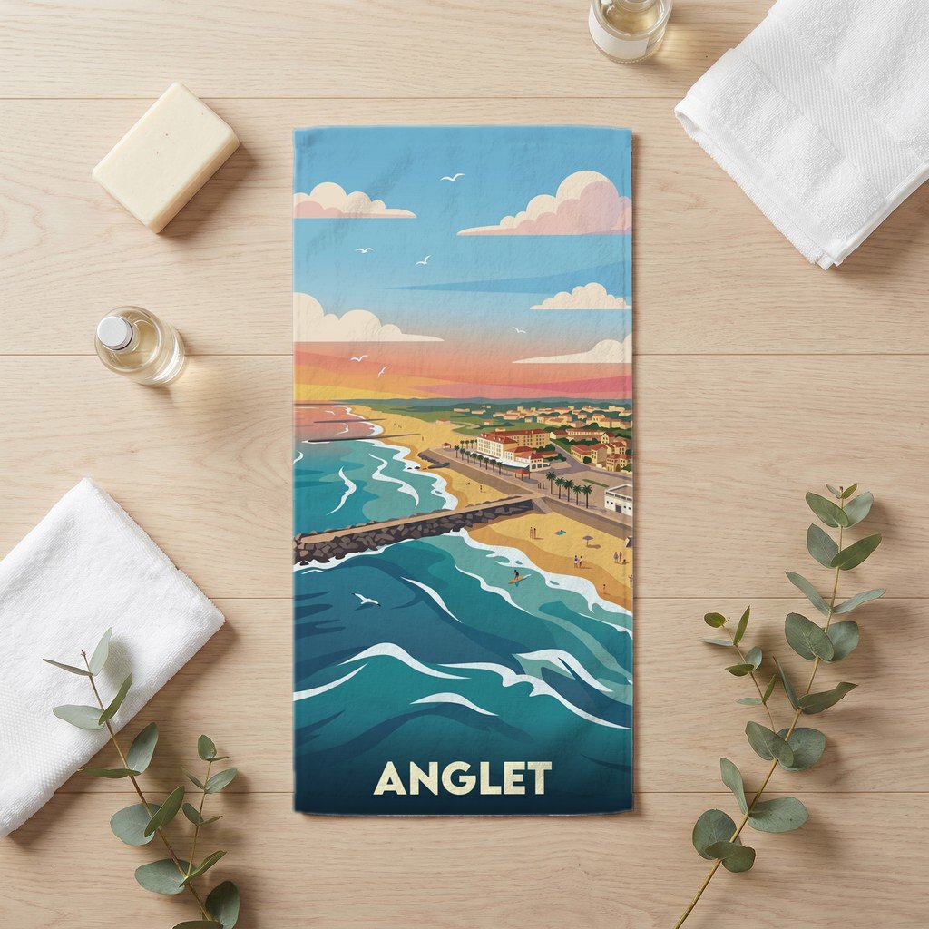 Serviette de bain 30 cm x 60 cm souvenir de Anglet
