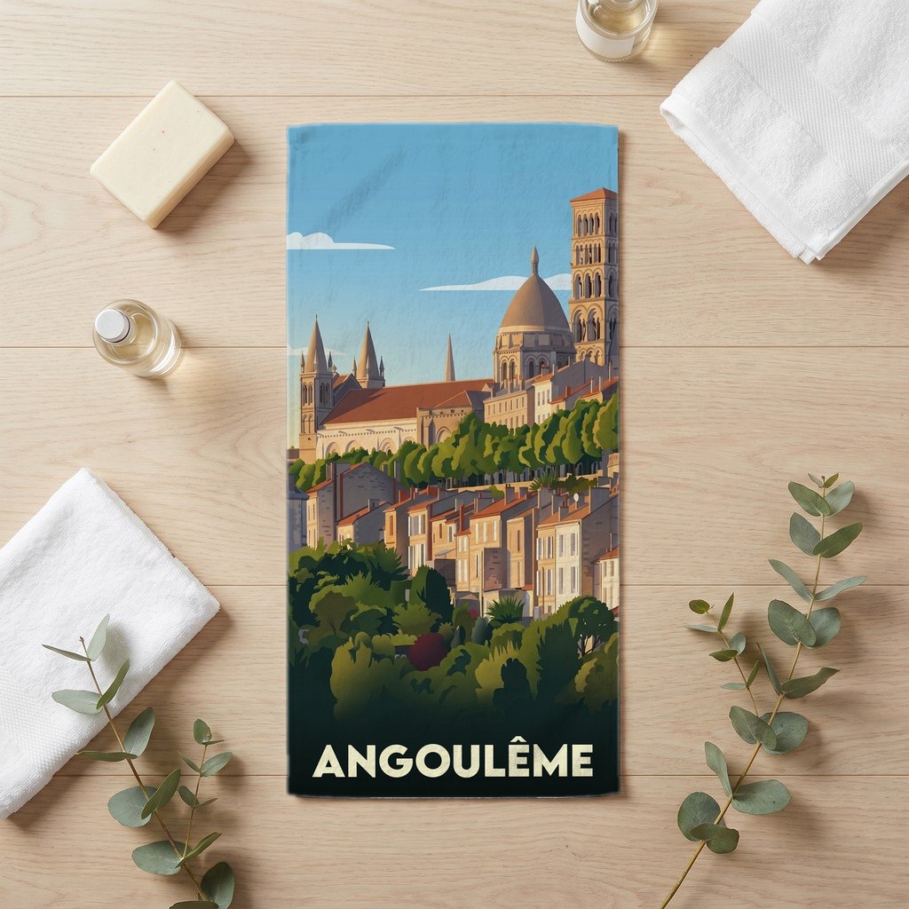 Serviette de bain 30 cm x 60 cm souvenir de Angoulême