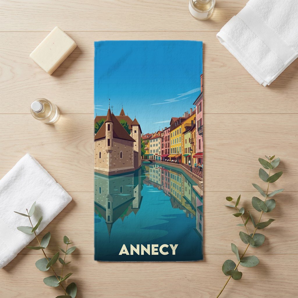 Serviette de bain 30 cm x 60 cm souvenir de Annecy