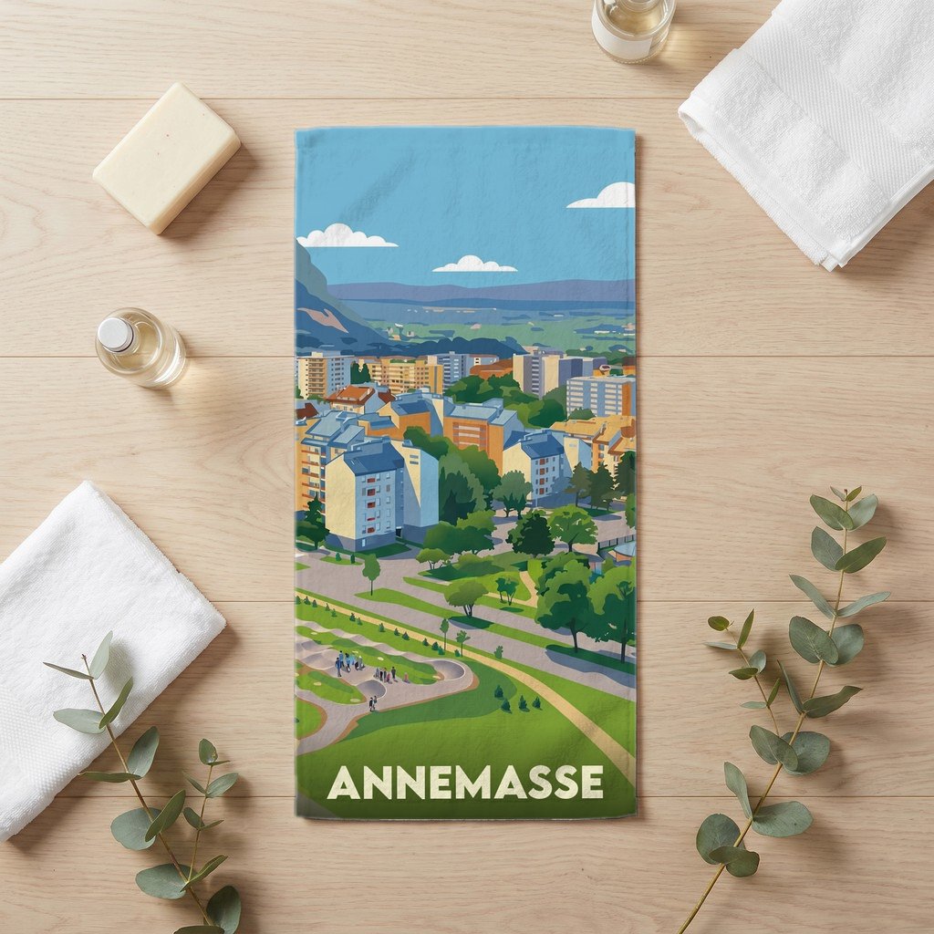 Serviette de bain 30 cm x 60 cm souvenir de Annemasse