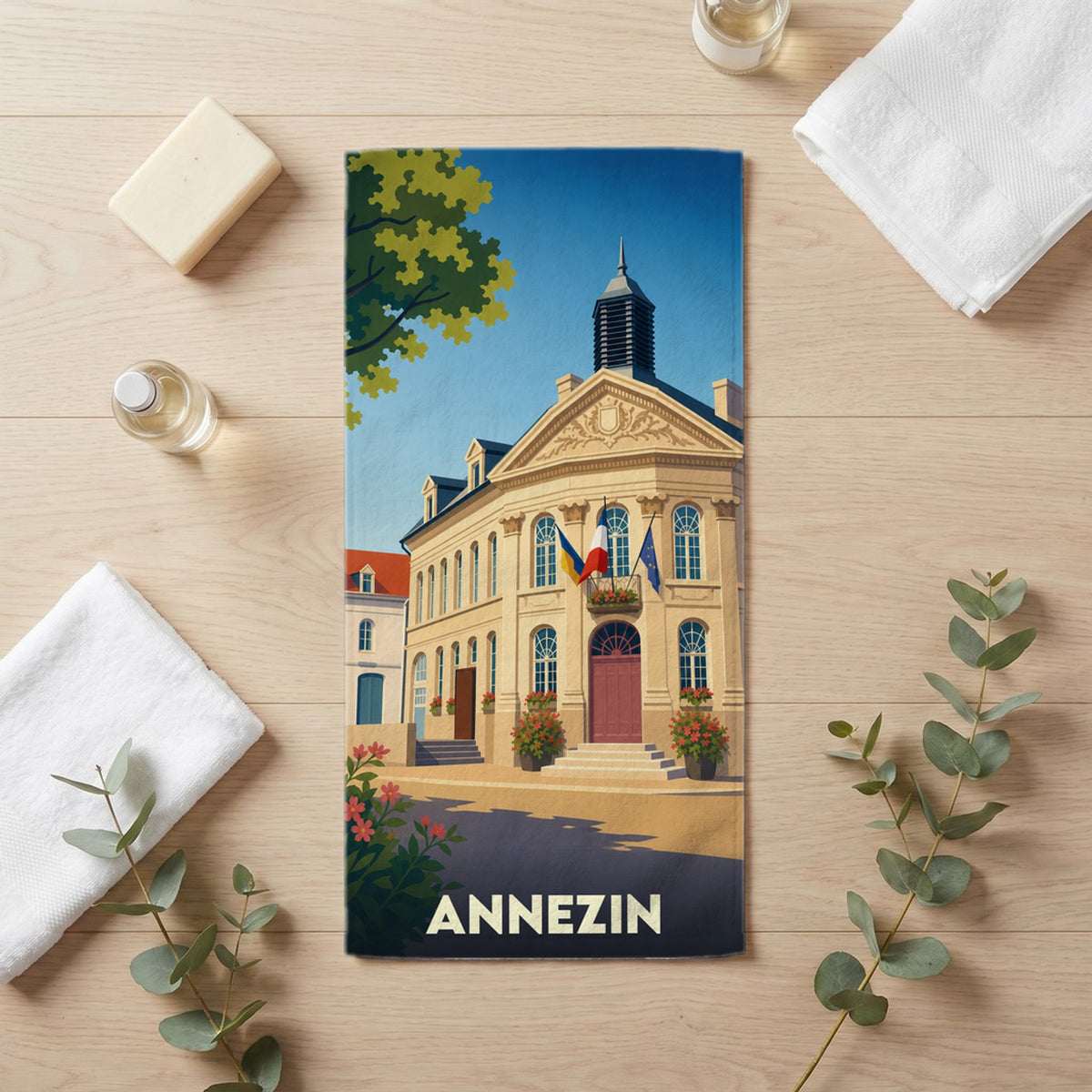 Serviette de bain 30 cm x 60 cm souvenir de Annezin