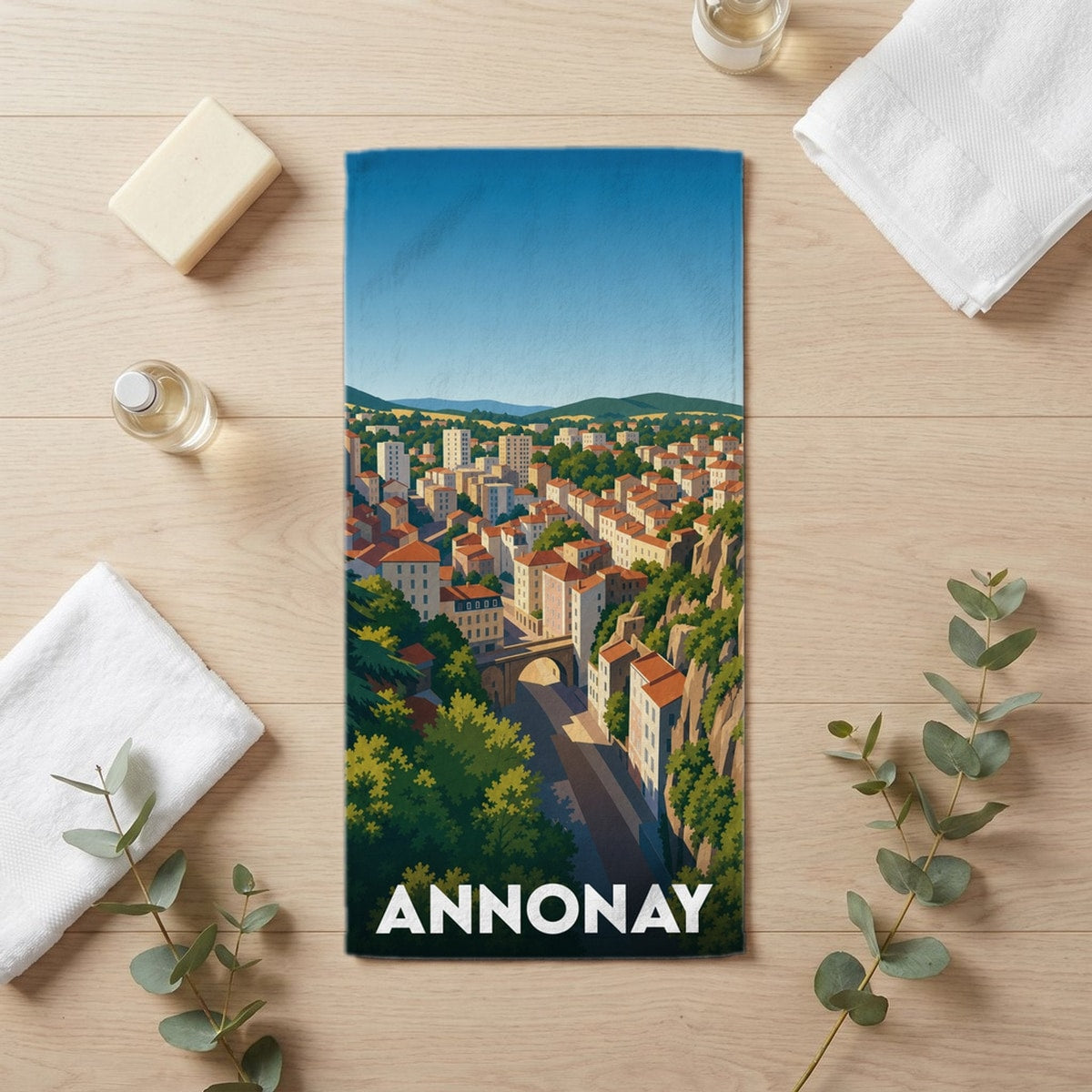 Serviette de bain 30 cm x 60 cm souvenir de Annonay