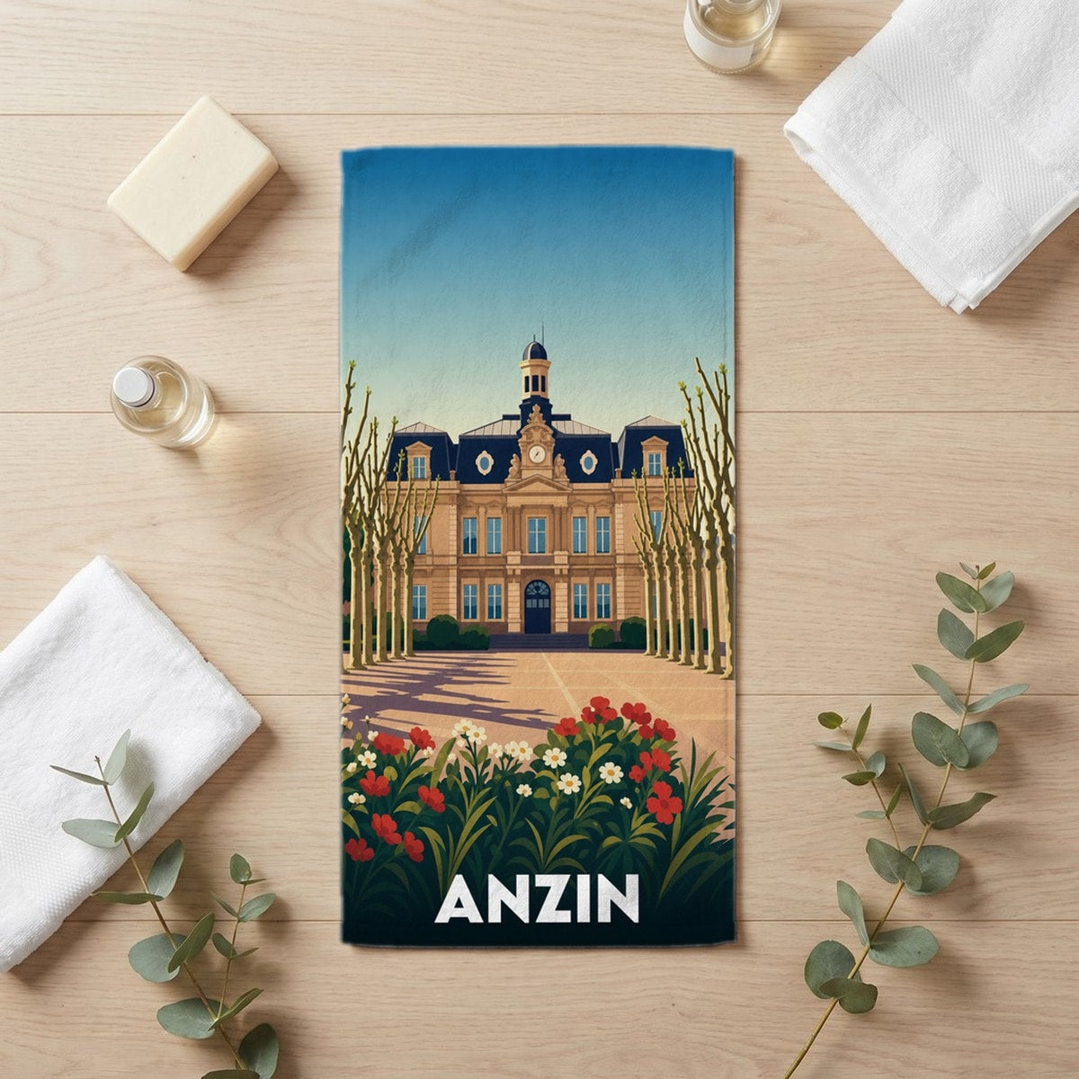 Serviette de bain 30 cm x 60 cm souvenir de Anzin