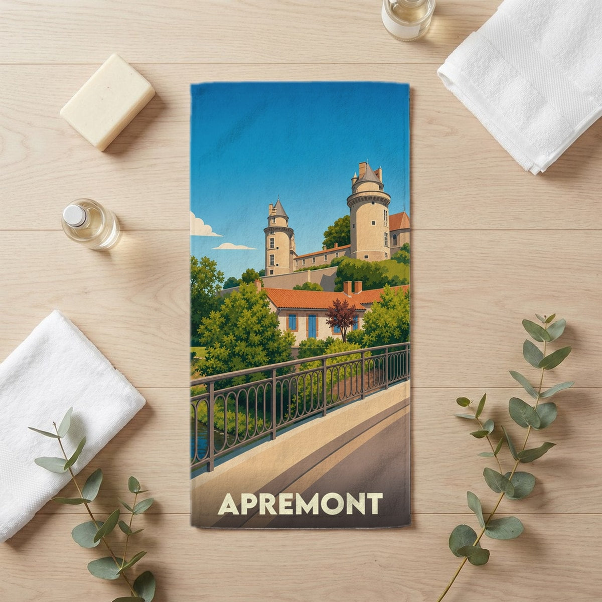 Serviette de bain 30 cm x 60 cm souvenir de Apremont
