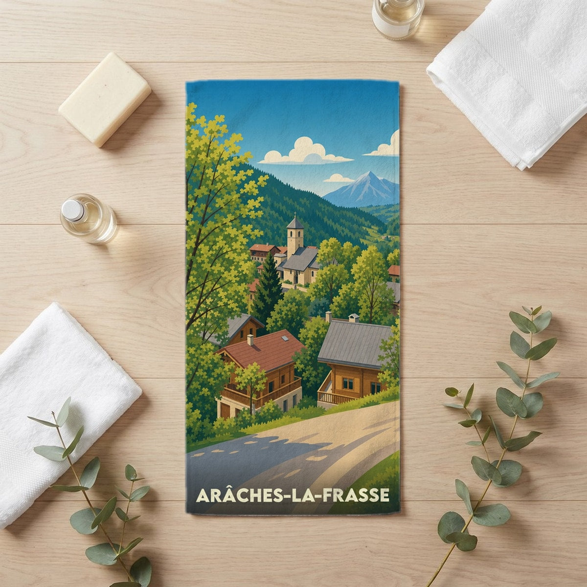 Serviette de bain 30 cm x 60 cm souvenir de Arâches-la-Frasse