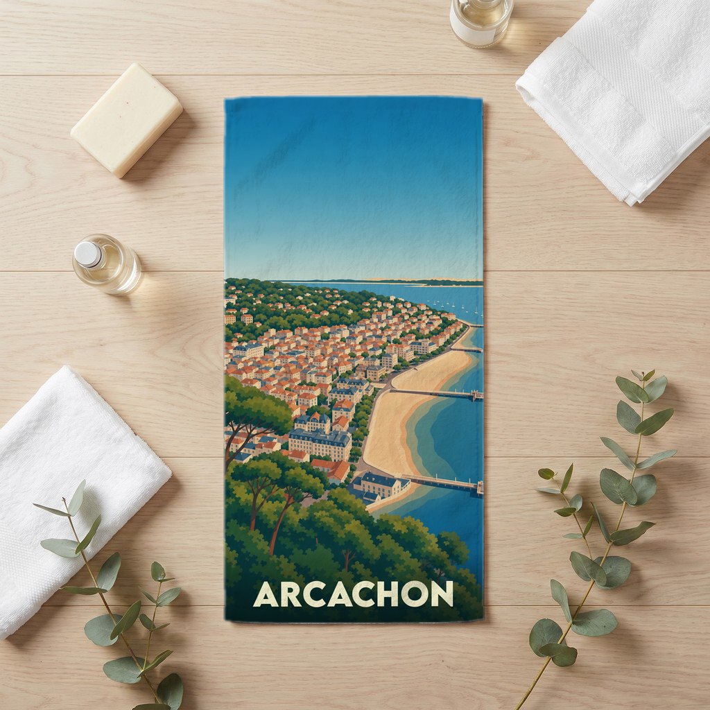 Serviette de bain 30 cm x 60 cm souvenir de Arcachon