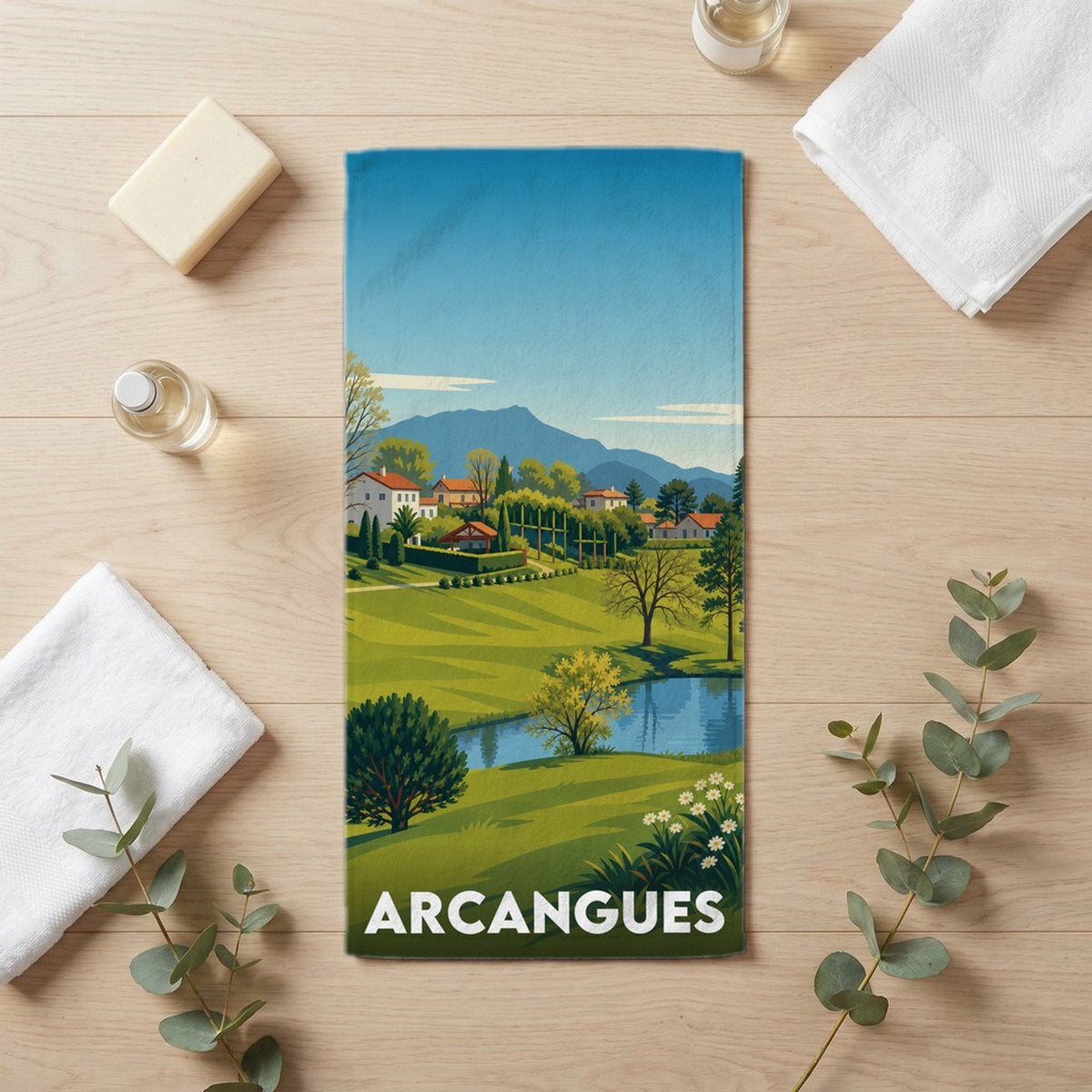 Serviette de bain 30 cm x 60 cm souvenir de Arcangues