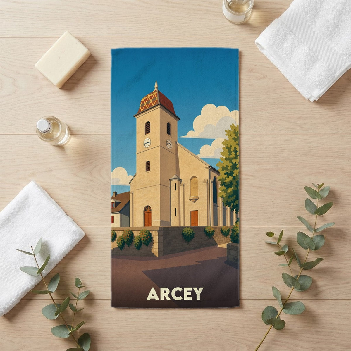 Serviette de bain 30 cm x 60 cm souvenir de Arcey