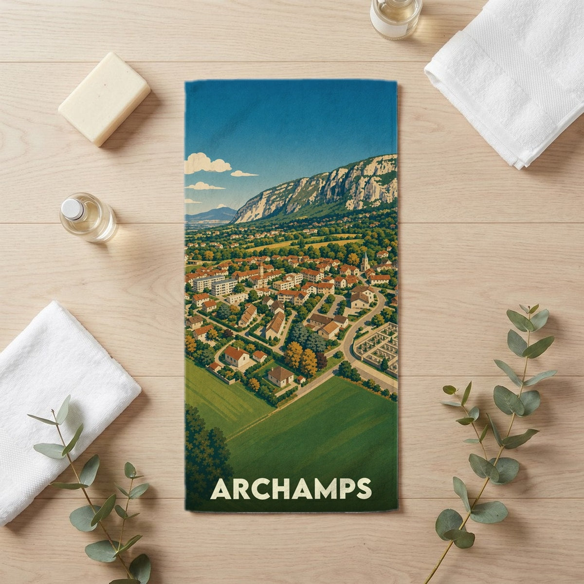 Serviette de bain 30 cm x 60 cm souvenir de Archamps
