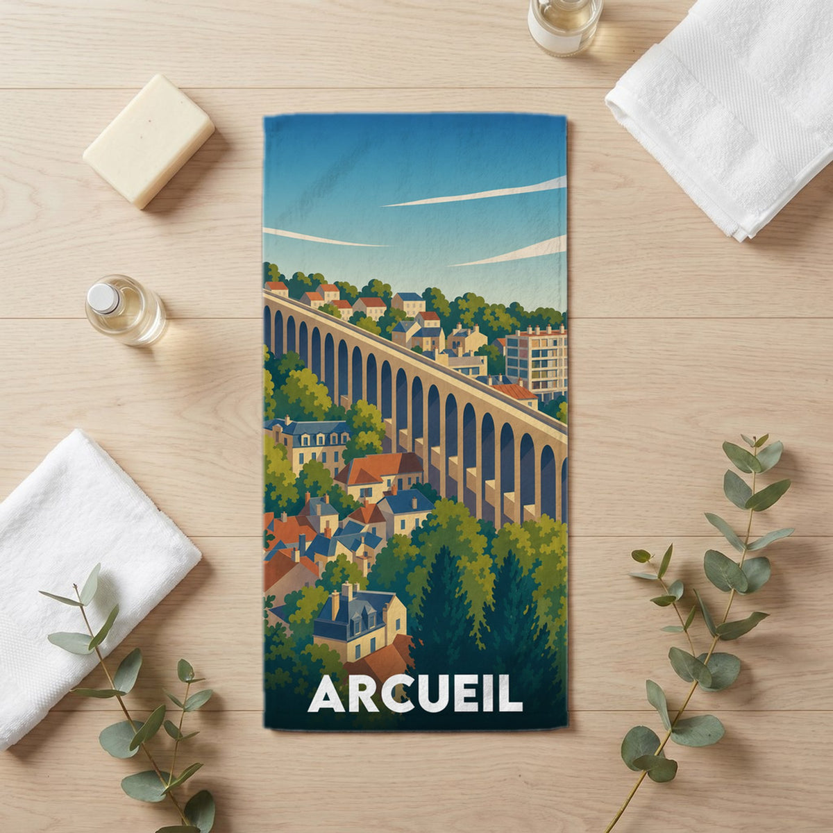 Serviette de bain 30 cm x 60 cm souvenir de Arcueil