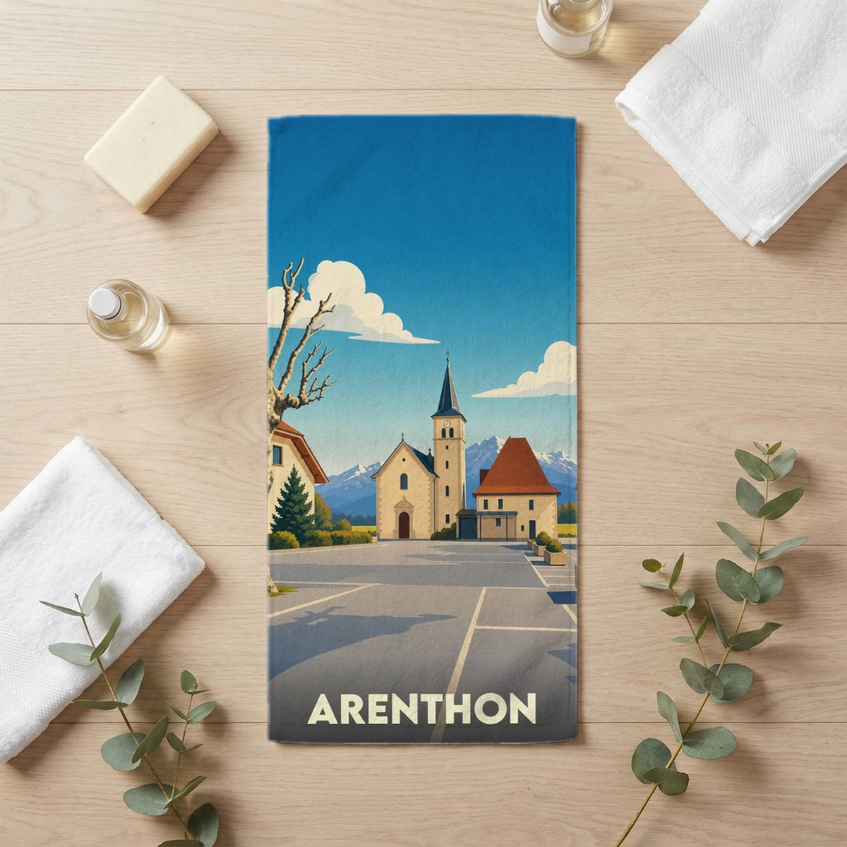 Serviette de bain 30 cm x 60 cm souvenir de Arenthon