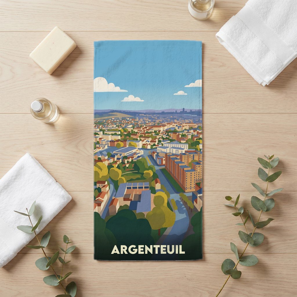 Serviette de bain 30 cm x 60 cm souvenir de Argenteuil