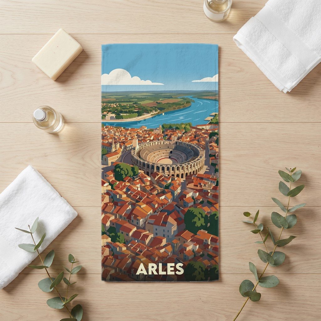 Serviette de bain 30 cm x 60 cm souvenir de Arles
