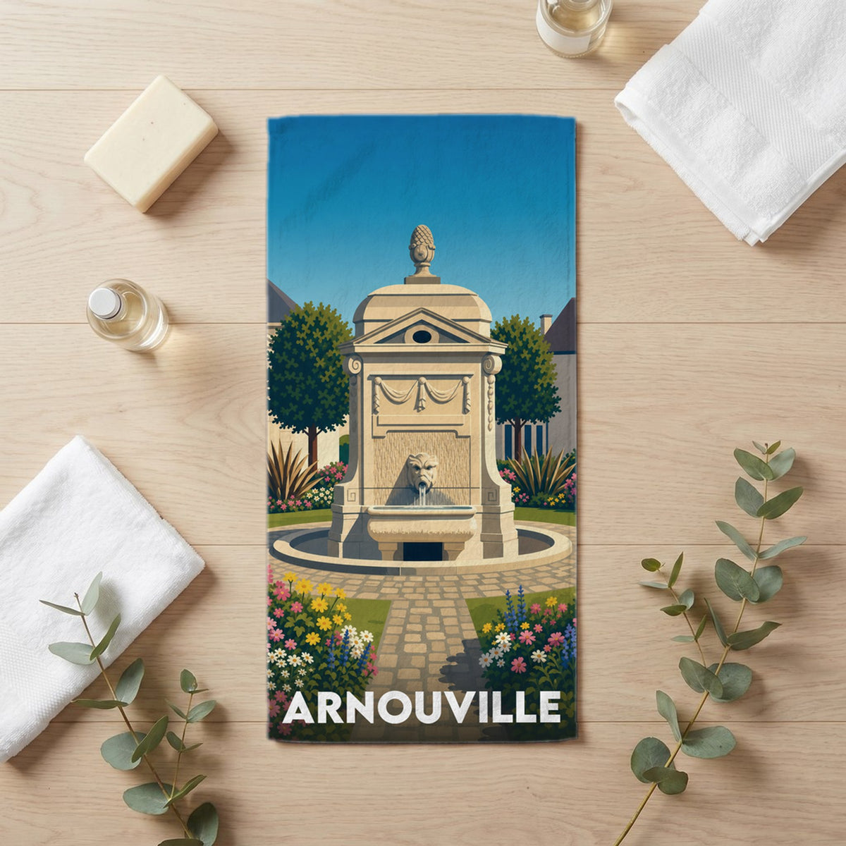 Serviette de bain 30 cm x 60 cm souvenir de Arnouville