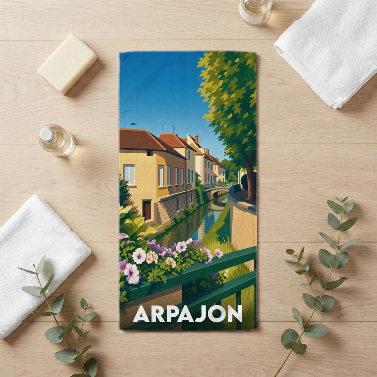 Serviette de bain 30 cm x 60 cm souvenir de Arpajon