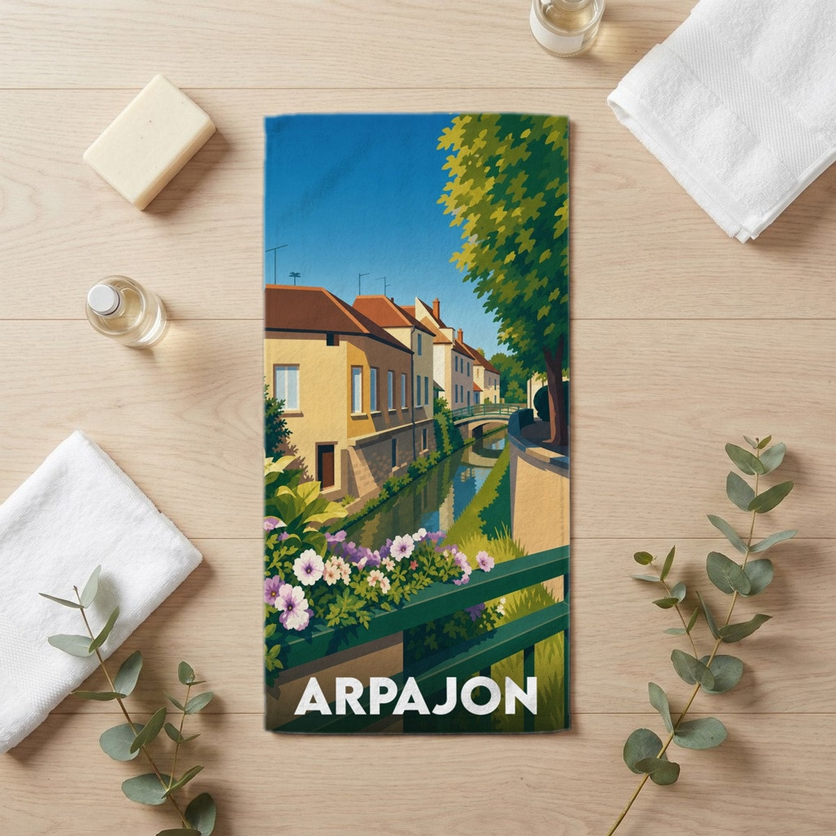 Serviette de bain 30 cm x 60 cm souvenir de Arpajon