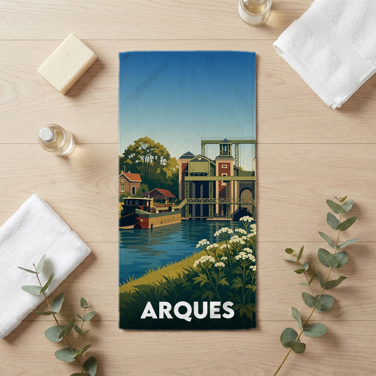 Serviette de bain 30 cm x 60 cm souvenir de Arques