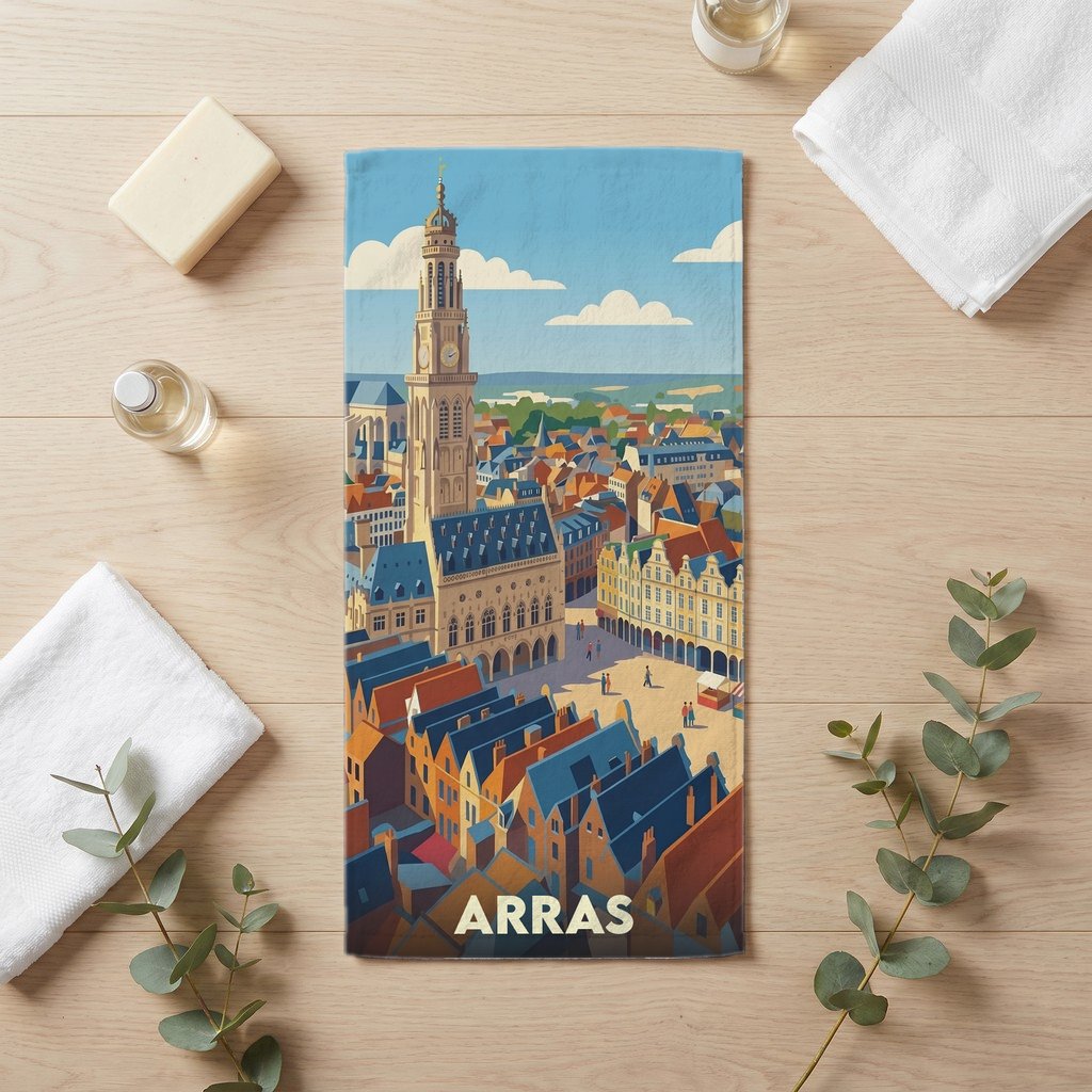 Serviette de bain 30 cm x 60 cm souvenir de Arras
