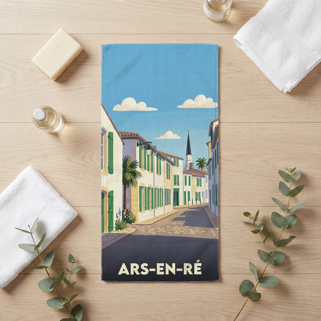 Serviette de bain 30 cm x 60 cm souvenir de Ars-en-Ré