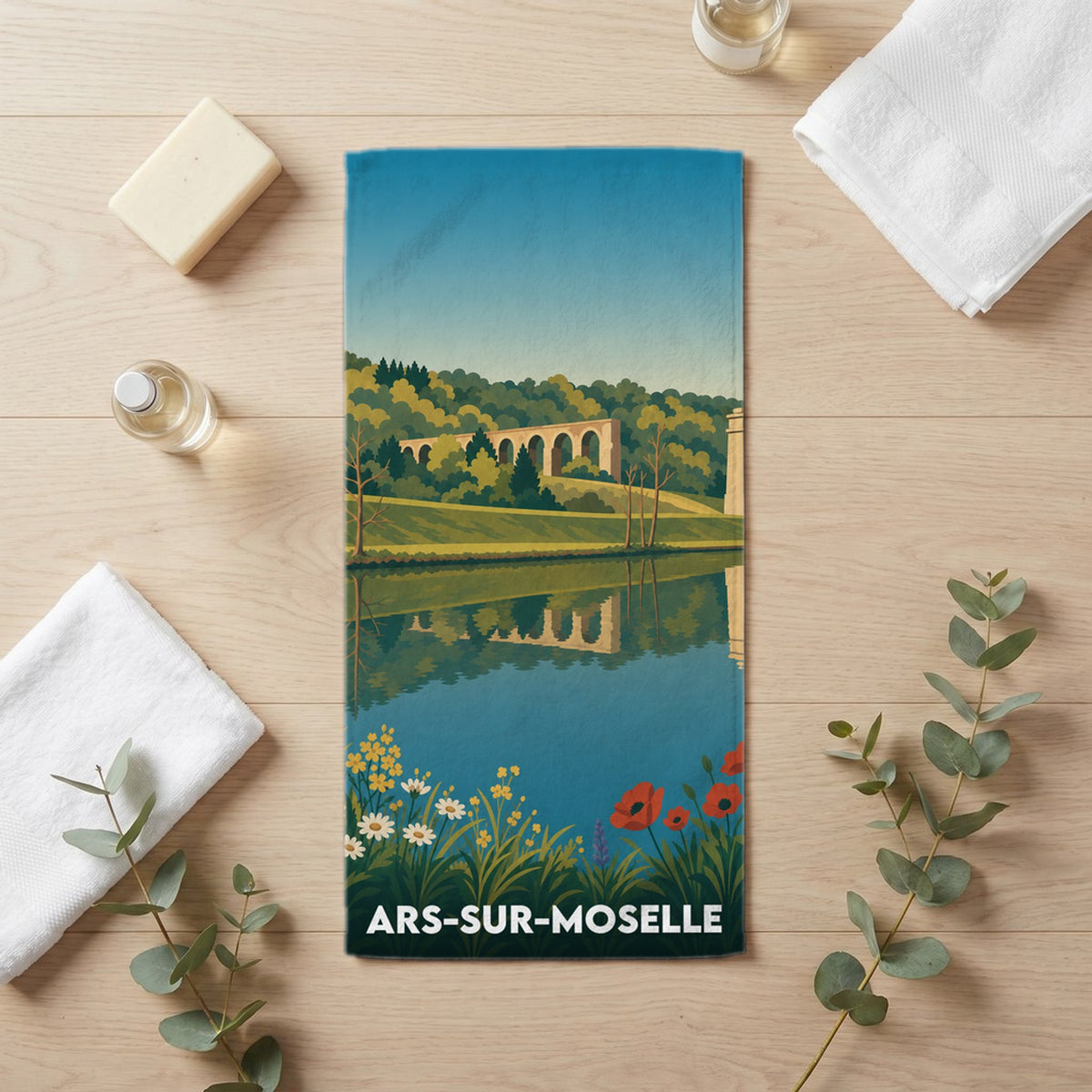 Serviette de bain 30 cm x 60 cm souvenir de Ars-sur-Moselle