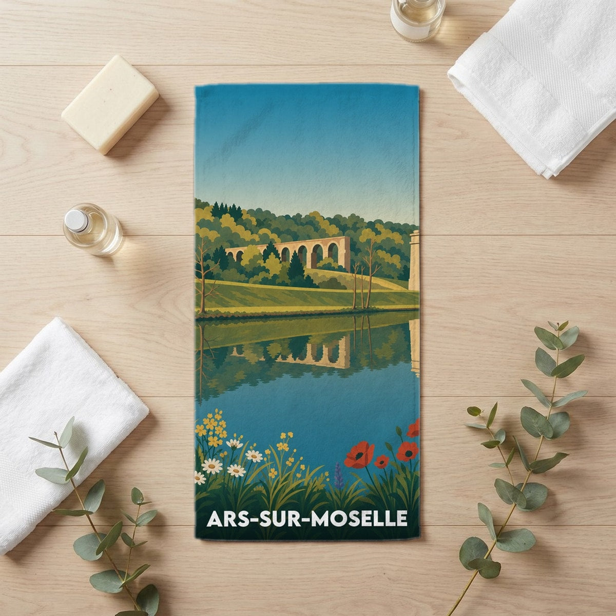 Serviette de bain 30 cm x 60 cm souvenir de Ars-sur-Moselle