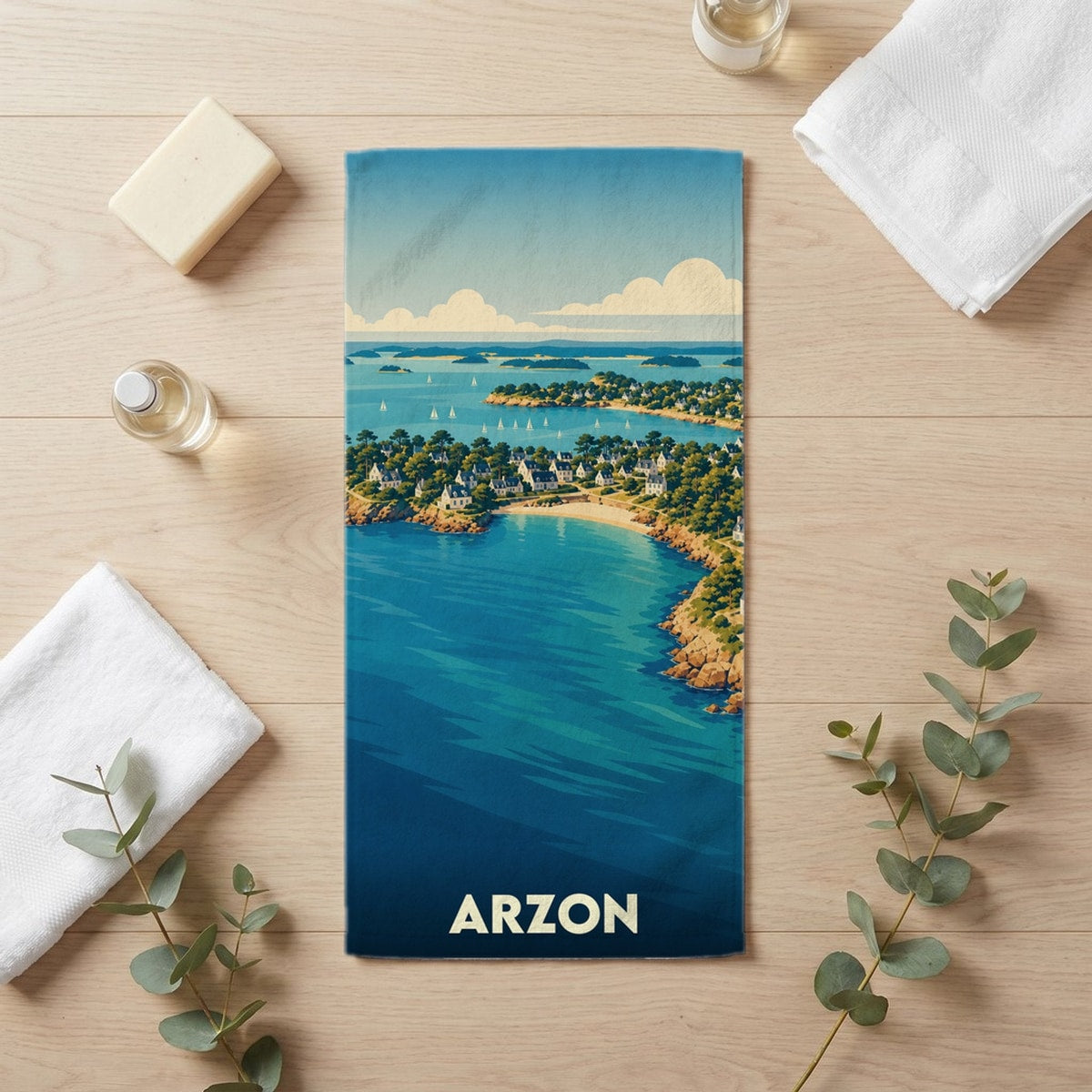 Serviette de bain 30 cm x 60 cm souvenir de Arzon