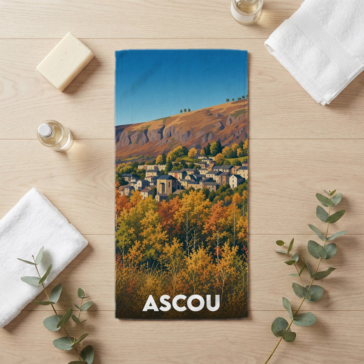 Serviette de bain 30 cm x 60 cm souvenir de Ascou