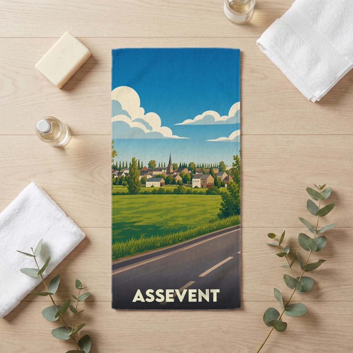 Serviette de bain 30 cm x 60 cm souvenir de Assevent