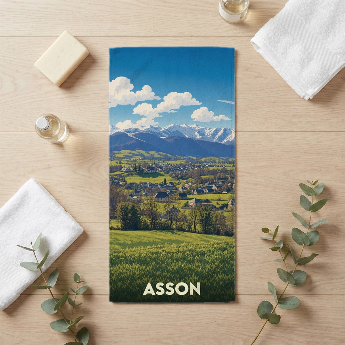 Serviette de bain 30 cm x 60 cm souvenir de Asson
