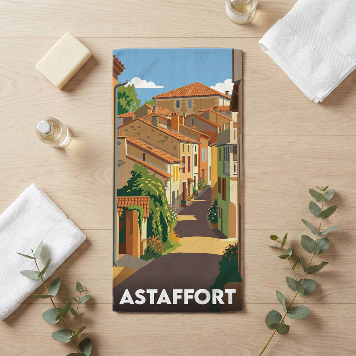 Serviette de bain 30 cm x 60 cm souvenir de Astaffort