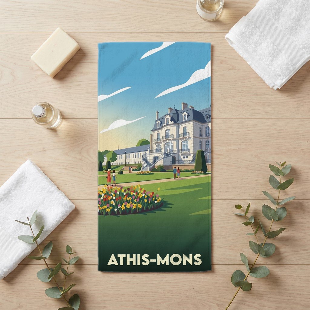 Serviette de bain 30 cm x 60 cm souvenir de Athis-Mons