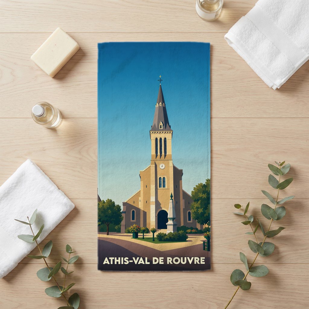 Serviette de bain 30 cm x 60 cm souvenir de Athis-Val de Rouvre