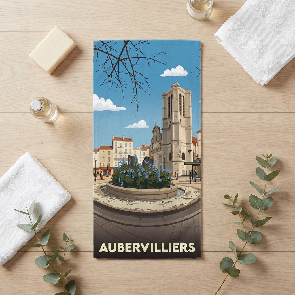 Serviette de bain 30 cm x 60 cm souvenir de Aubervilliers