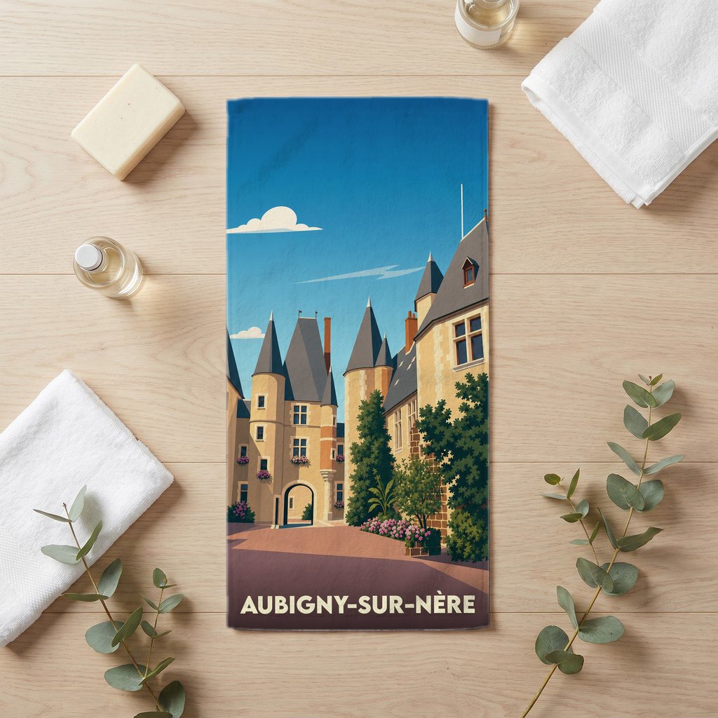 Serviette de bain 30 cm x 60 cm souvenir de Aubigny-sur-Nère