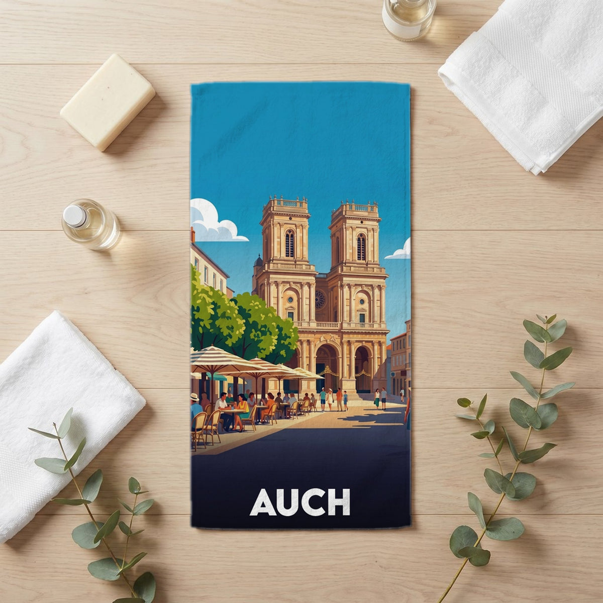 Serviette de bain 30 cm x 60 cm souvenir de Auch