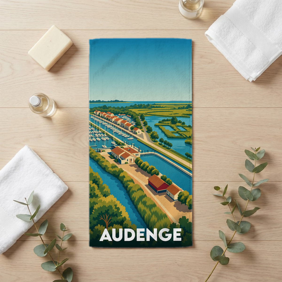 Serviette de bain 30 cm x 60 cm souvenir de Audenge