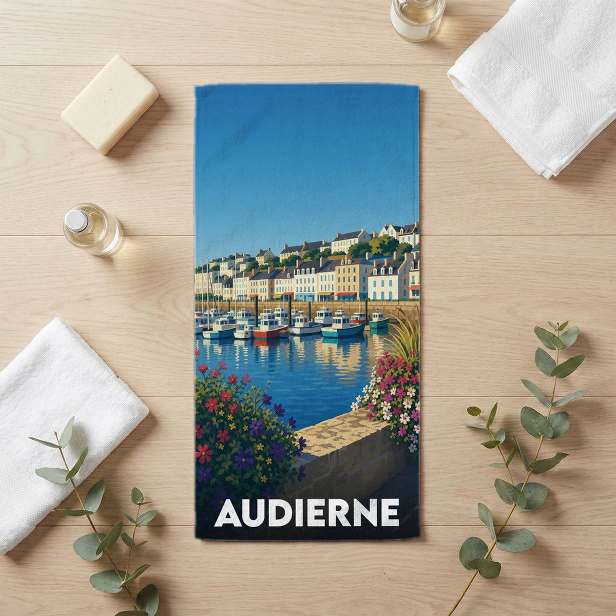 Serviette de bain 30 cm x 60 cm souvenir de Audierne