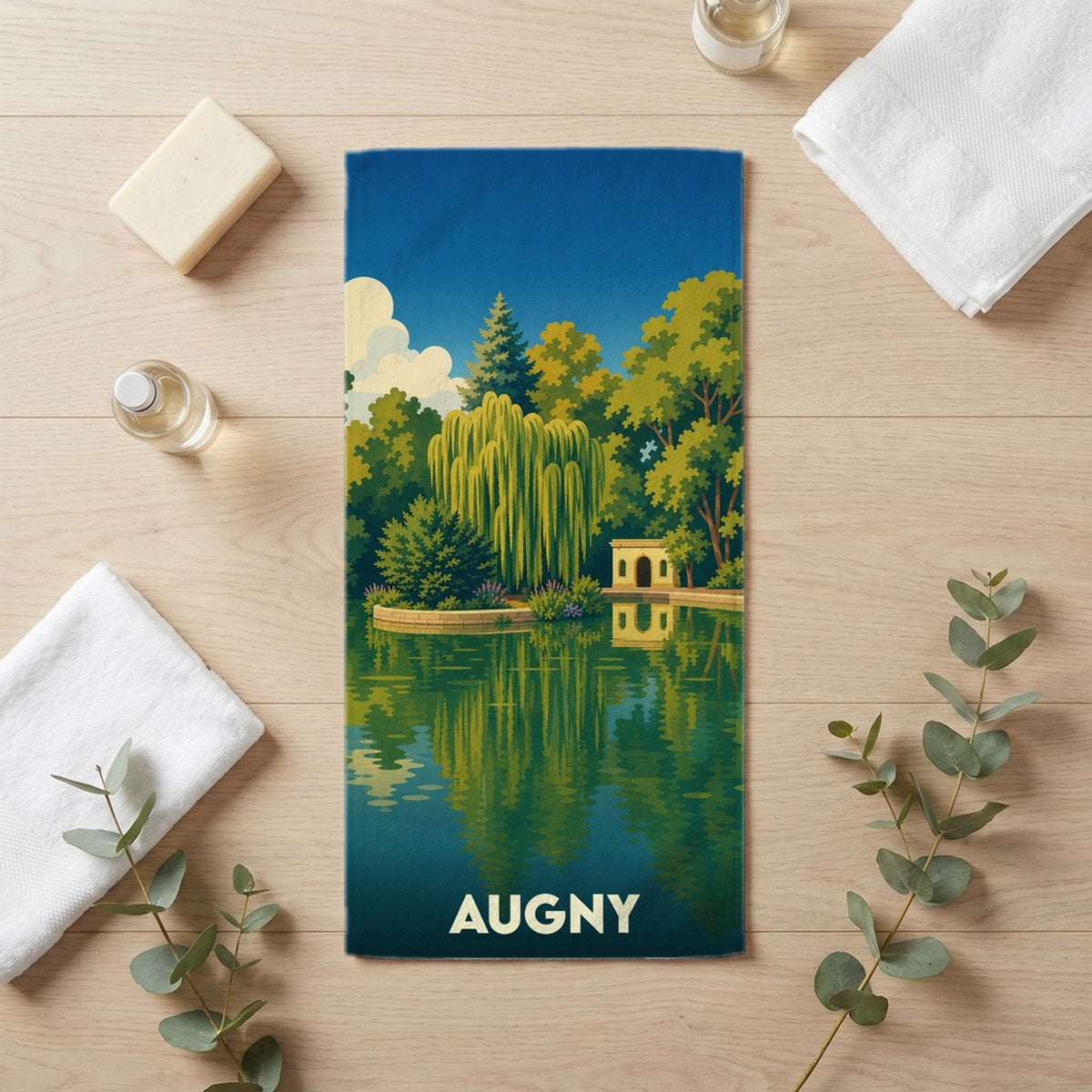 Serviette de bain 30 cm x 60 cm souvenir de Augny