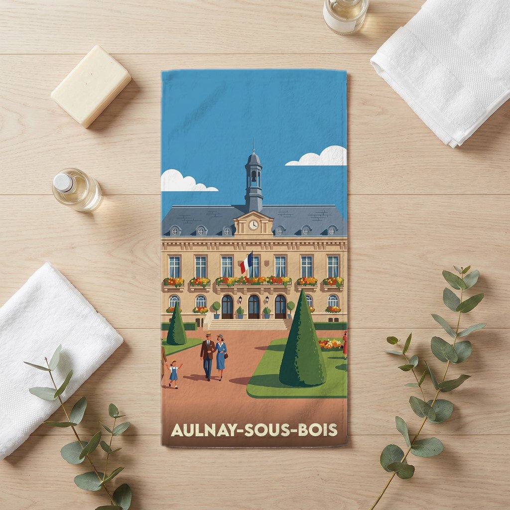 Serviette de bain 30 cm x 60 cm souvenir de Aulnay-sous-Bois