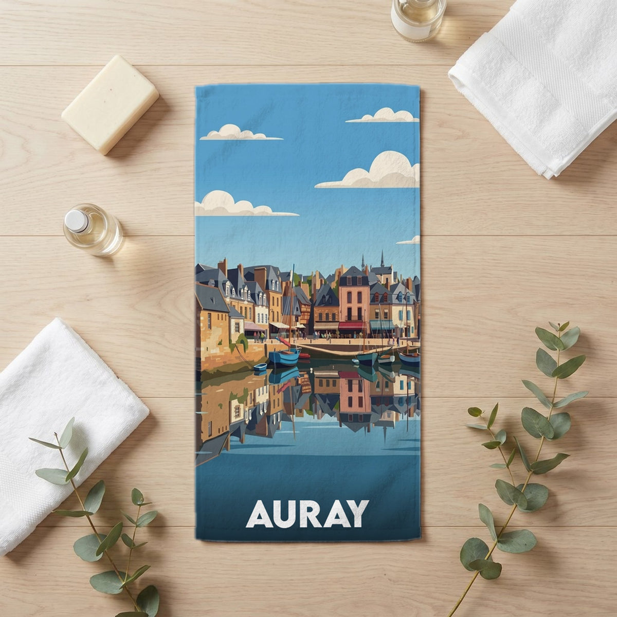 Serviette de bain 30 cm x 60 cm souvenir de Auray