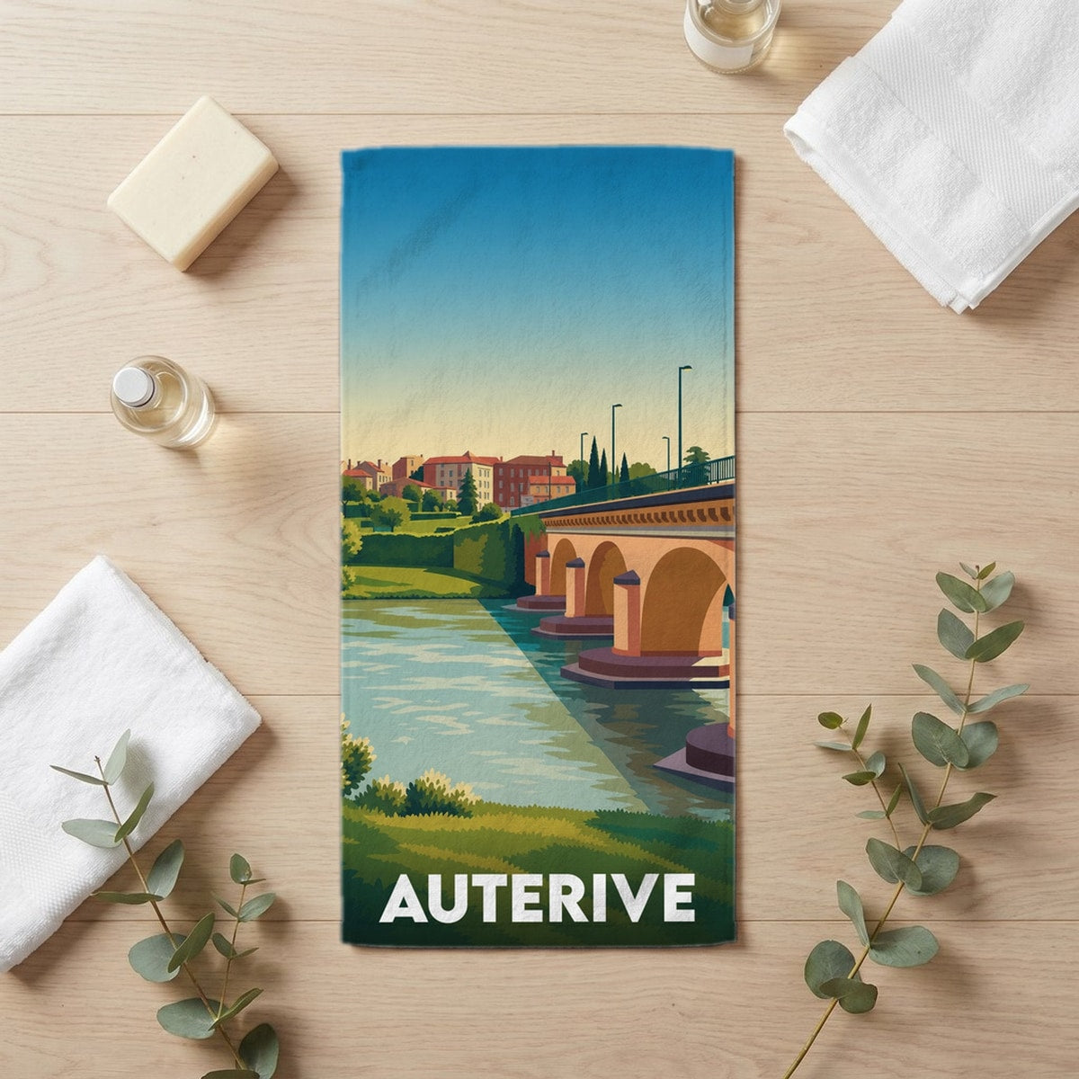 Serviette de bain 30 cm x 60 cm souvenir de Auterive