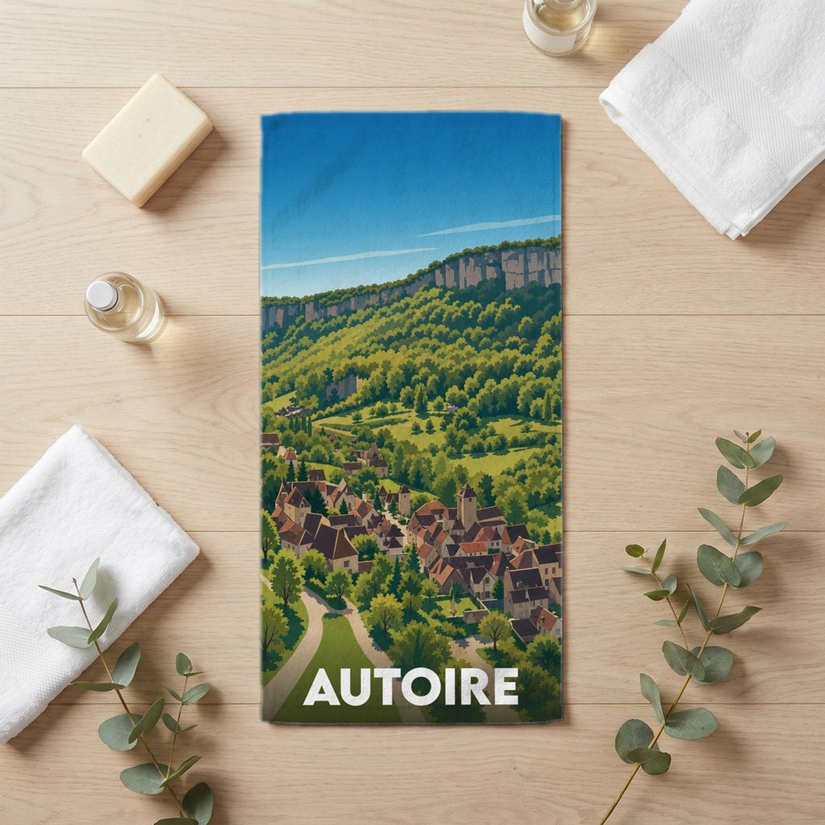 Serviette de bain 30 cm x 60 cm souvenir de Autoire