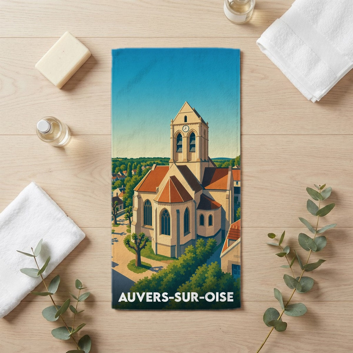 Serviette de bain 30 cm x 60 cm souvenir de Auvers-sur-Oise